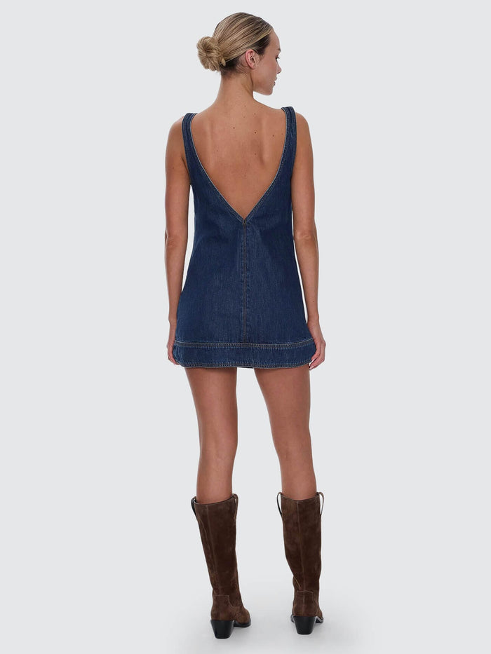 Luciana Denim Mini Dress - Mid Blue 4