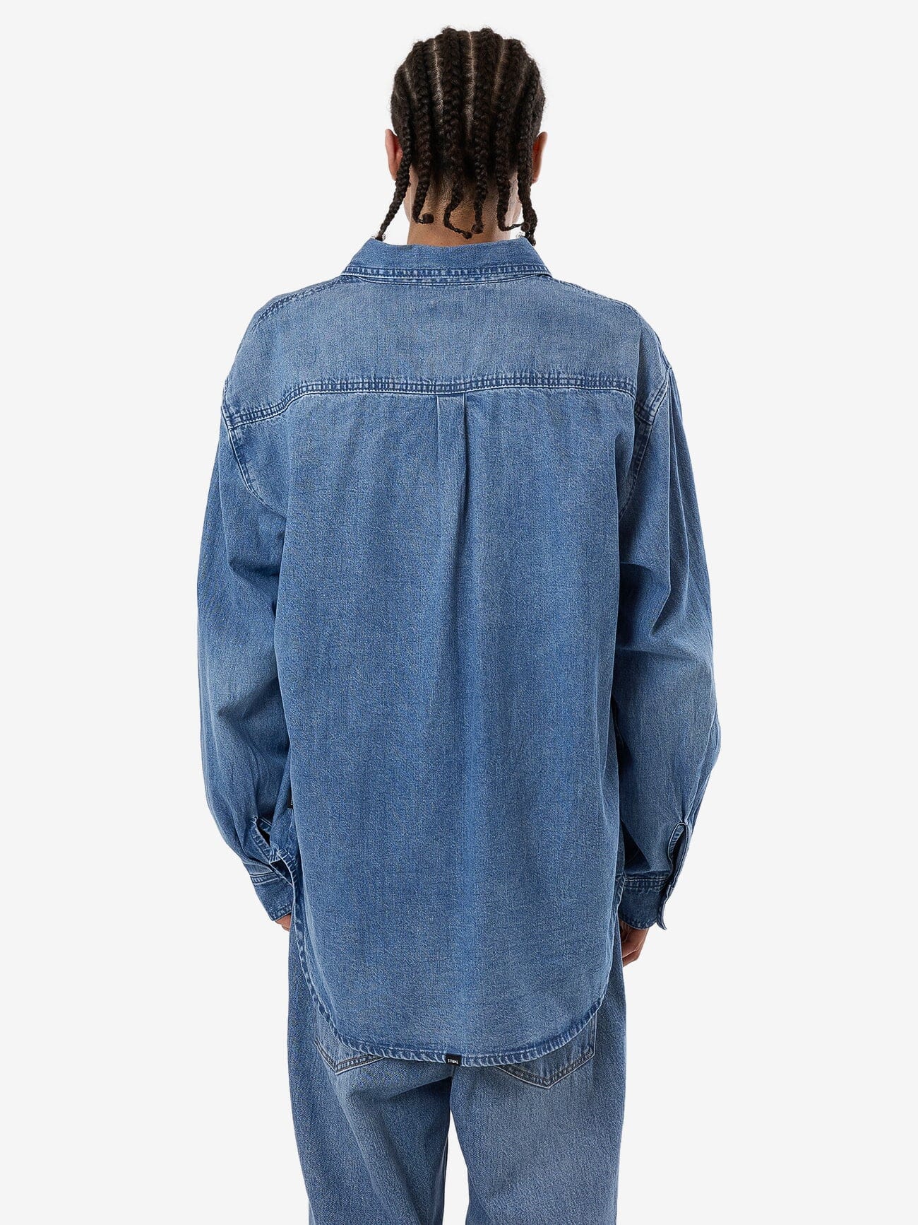 Canyon Oversize Long Sleeve Denim Shirt - Dark Dust Blue