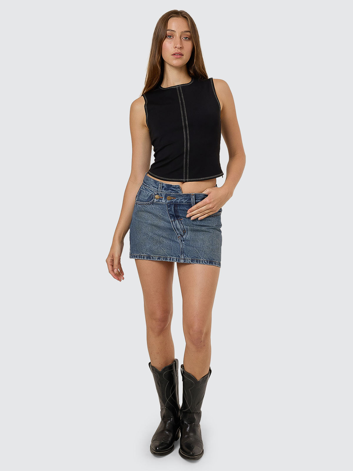 Kai Wrap Skirt - Vanish Mid Blue 4
