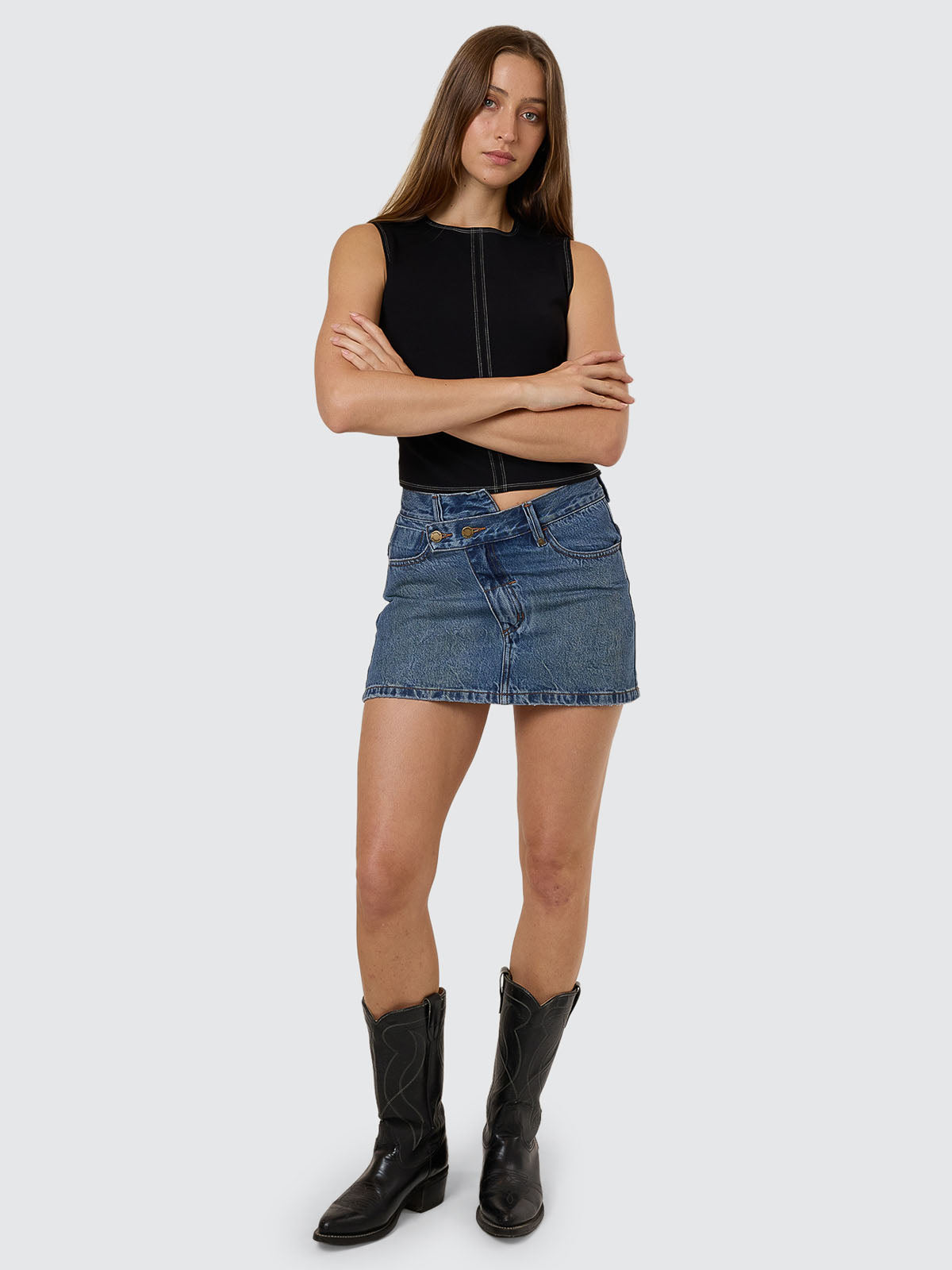 Kai Wrap Skirt - Vanish Mid Blue 4