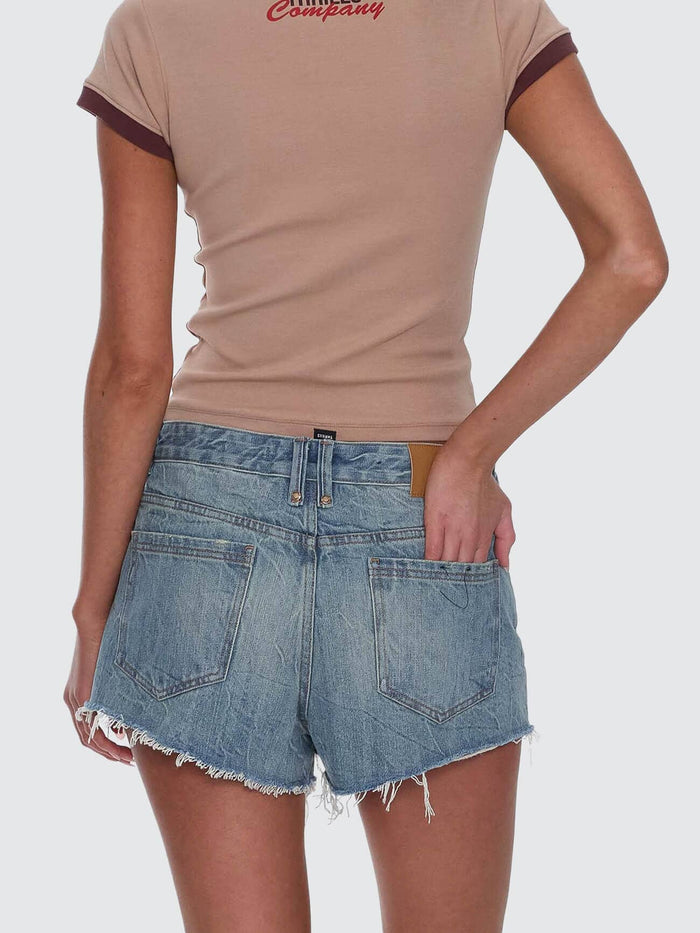 Lola Low Rise Baggy Short - Dirty Crinkle Blue 4