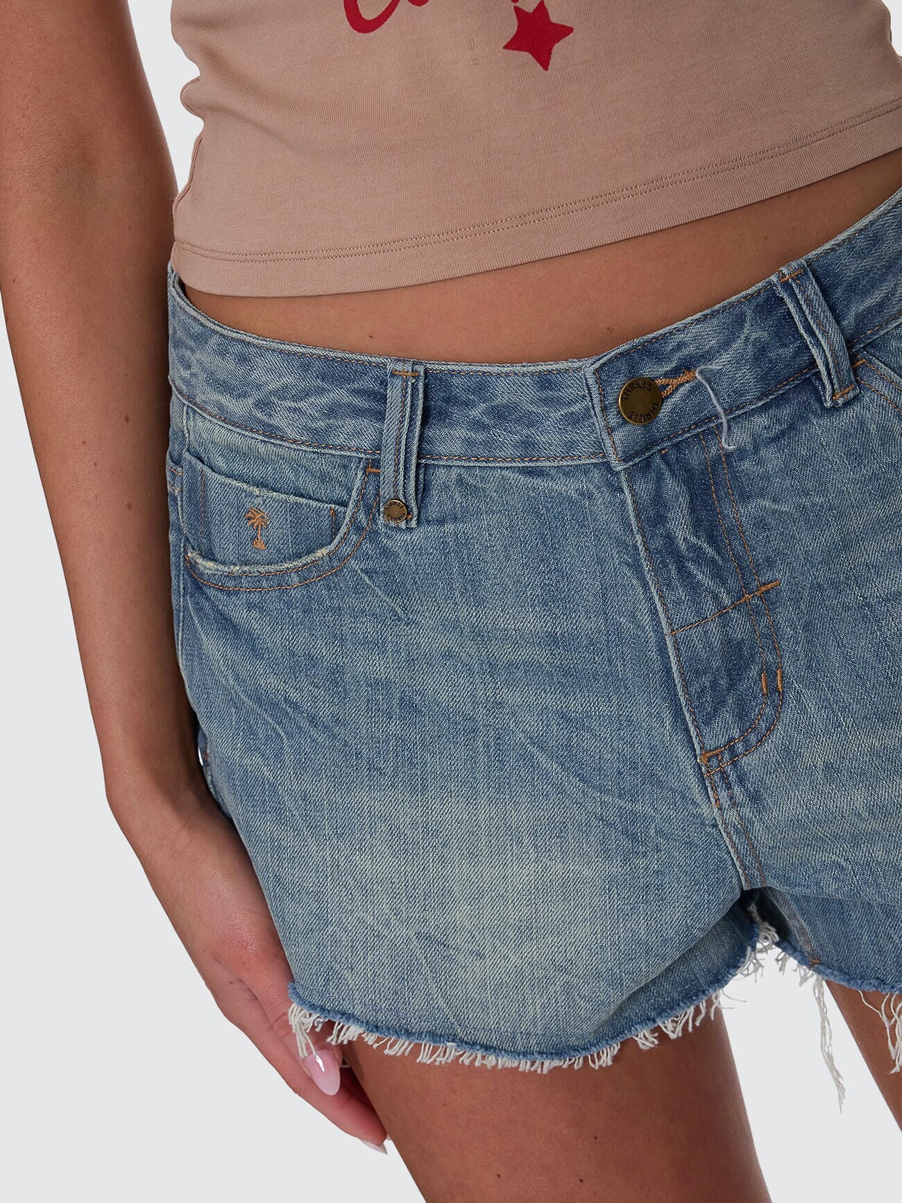 Lola Low Rise Baggy Short - Dirty Crinkle Blue 4