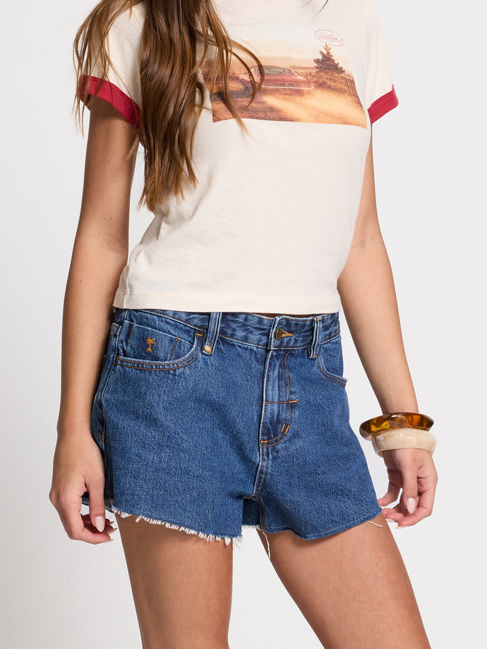 Lola Low Rise Baggy Short - Deep Vintage Blue 4