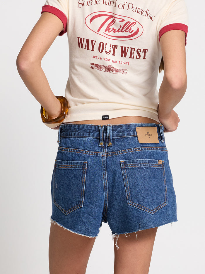 Lola Low Rise Baggy Short - Deep Vintage Blue 4