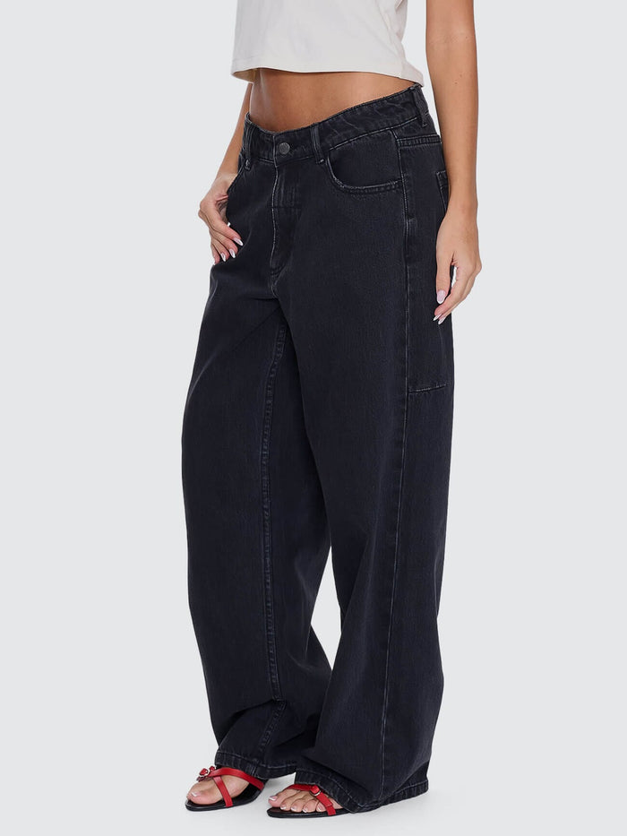 Billie Low Rise Baggy Jean - Aged Black 4