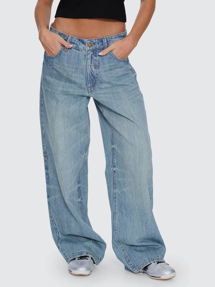 Billie Low Rise Baggy Jean - Dirty Crinkle Blue 4