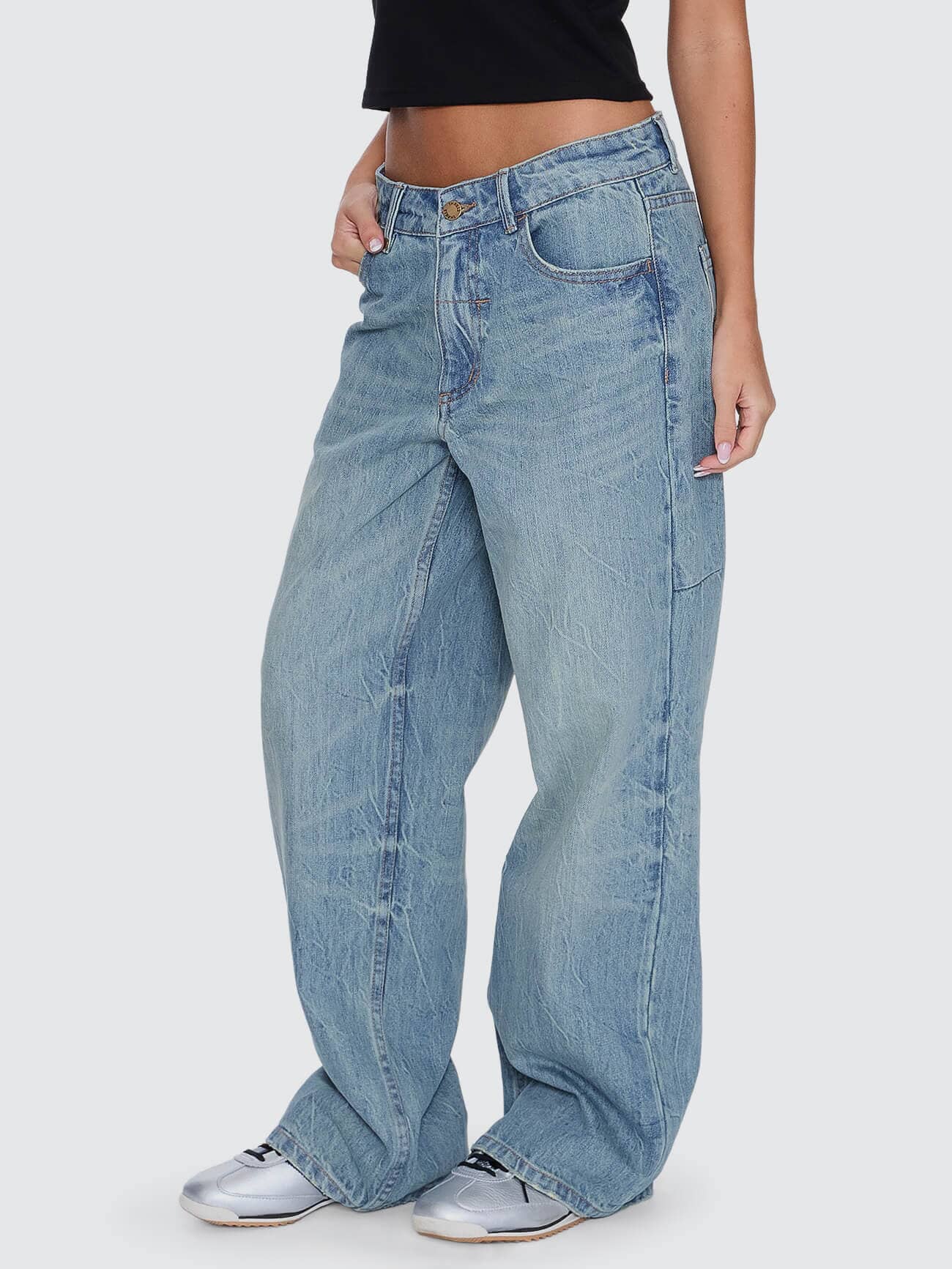 Billie Low Rise Baggy Jean - Dirty Crinkle Blue 4