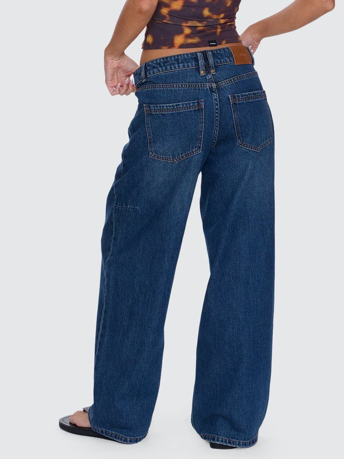 Billie Low Rise Baggy Jean - Teal Blue