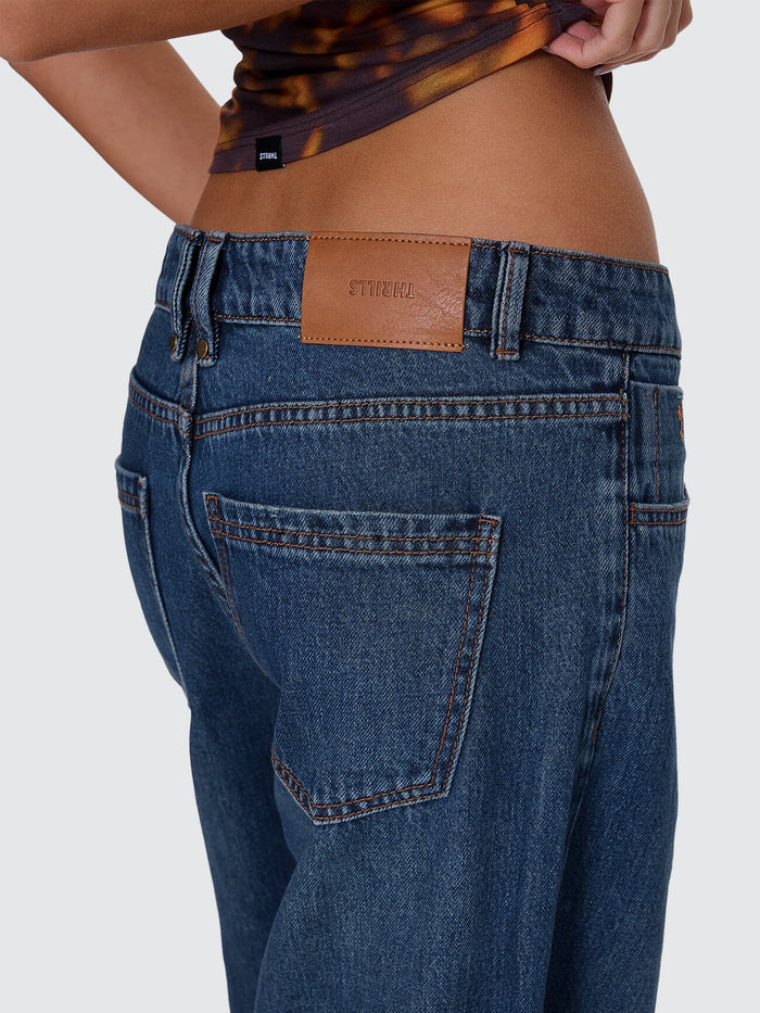 Billie Low Rise Baggy Jean - Teal Blue
