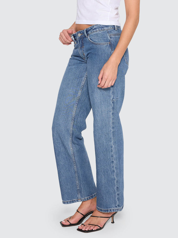Saskia Low Rise Straight Jean - Darker Dust Blue