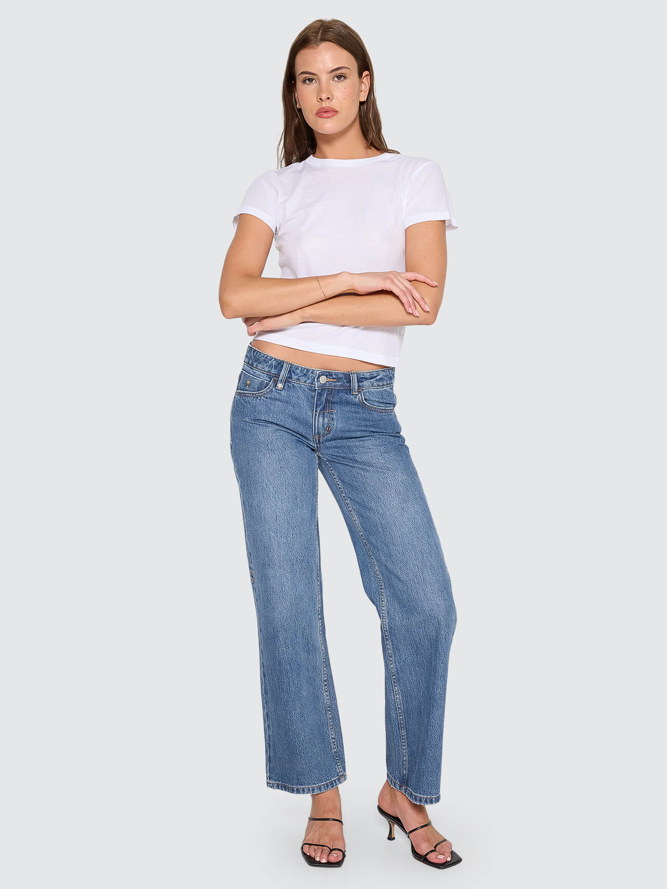 Saskia Low Rise Straight Jean - Darker Dust Blue