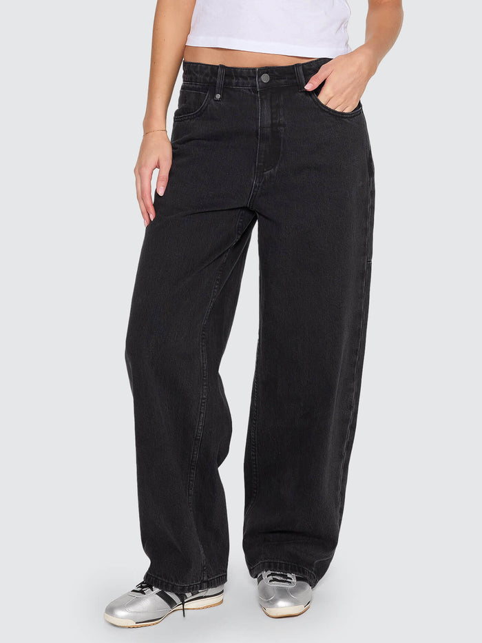 Tony Slouch Low Rise Big Baggy Jean - Aged Black