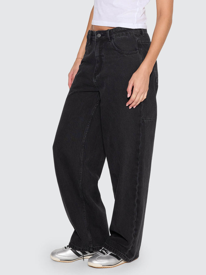 Tony Slouch Low Rise Big Baggy Jean - Aged Black