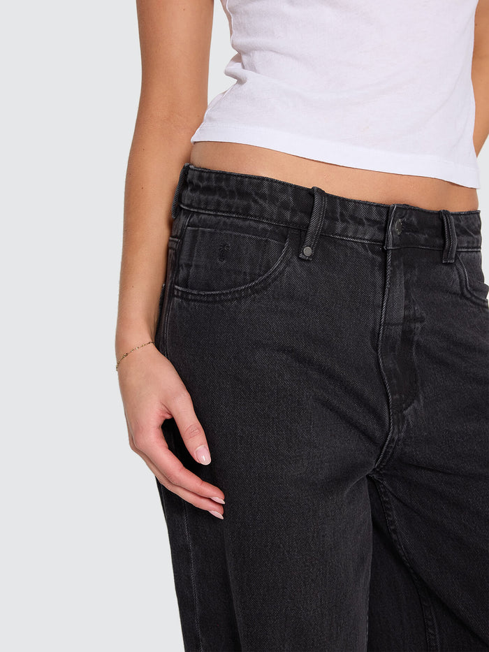 Tony Slouch Low Rise Big Baggy Jean - Aged Black