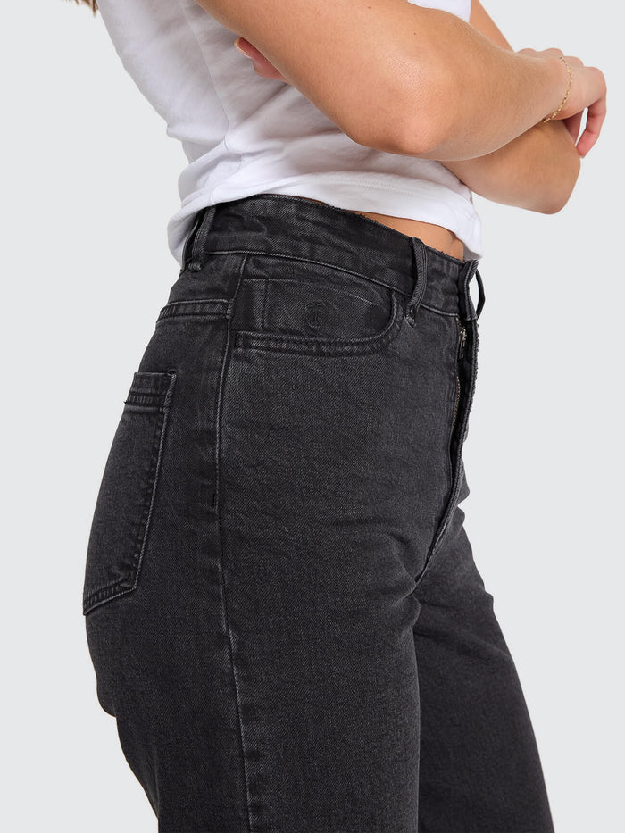 Holly High Rise Stretch Wide Jean - Aged Black