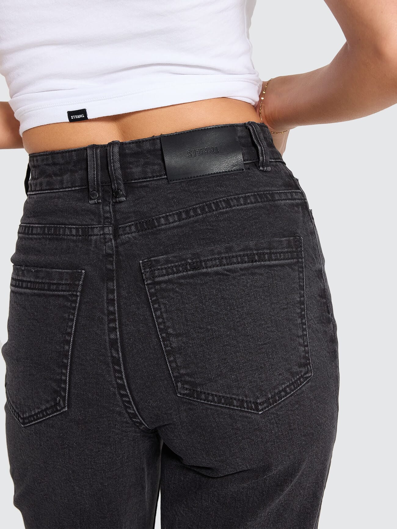 Holly High Rise Stretch Wide Jean - Aged Black