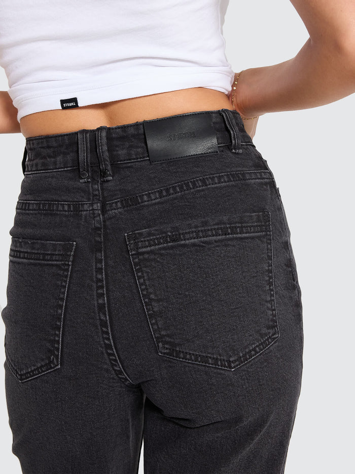 Holly High Rise Stretch Wide Jean - Aged Black