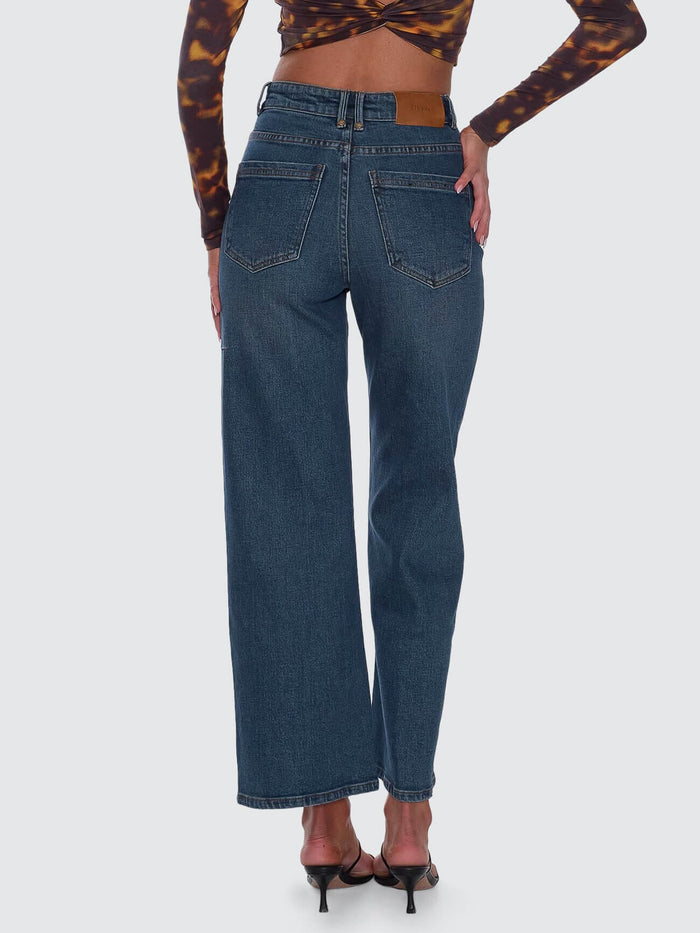 Holly High Rise Stretch Wide Jean - Teal Blue 4