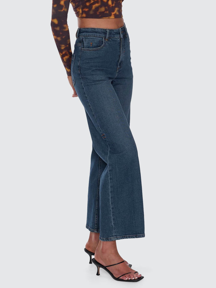 Holly High Rise Stretch Wide Jean - Teal Blue 4