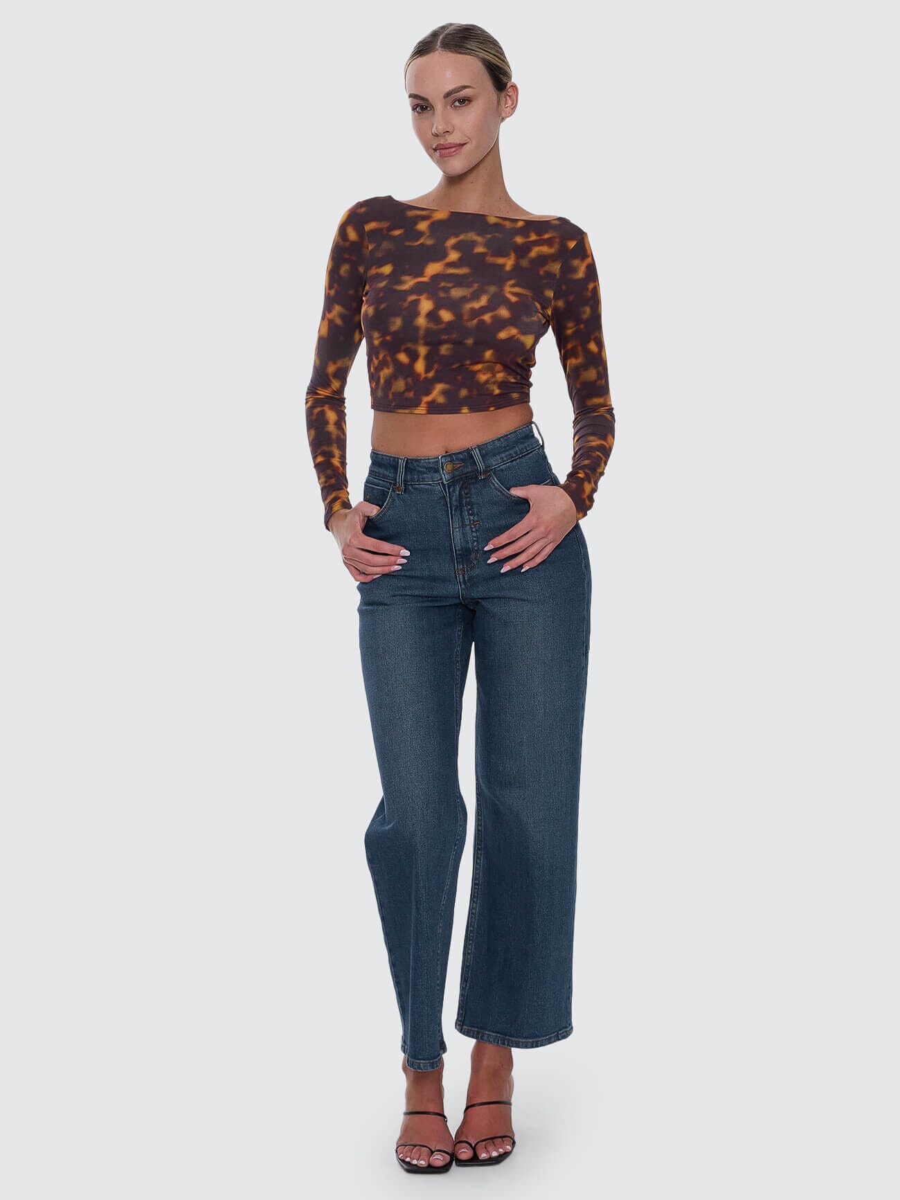 Holly High Rise Stretch Wide Jean - Teal Blue 4