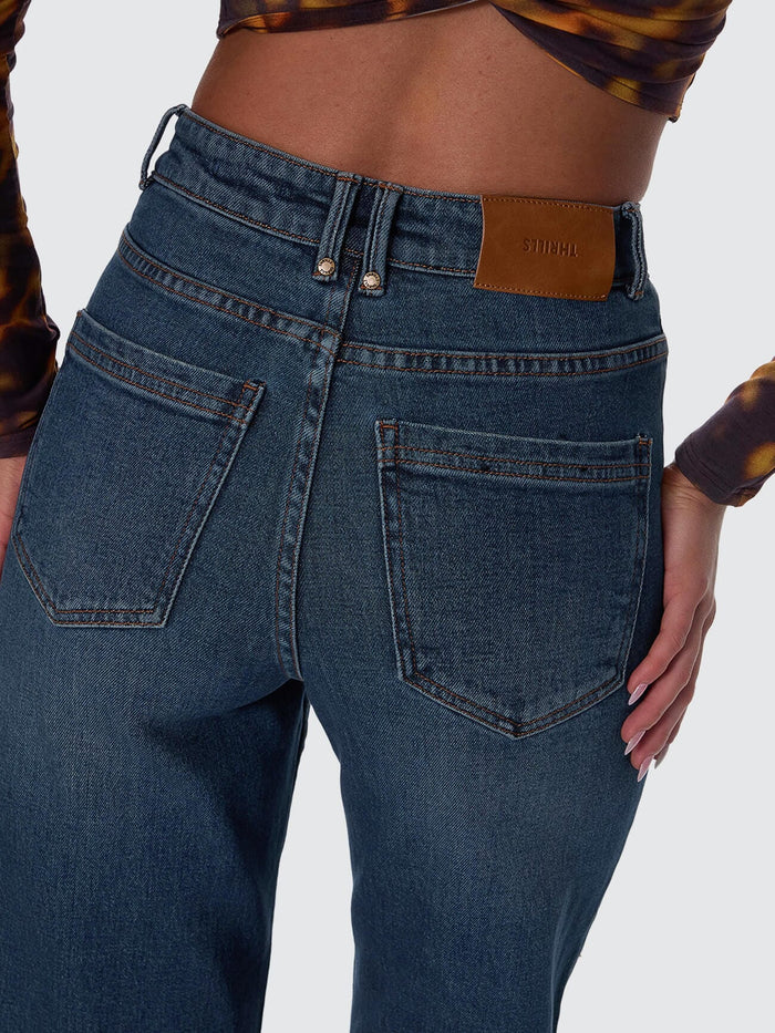 Holly High Rise Stretch Wide Jean - Teal Blue 4