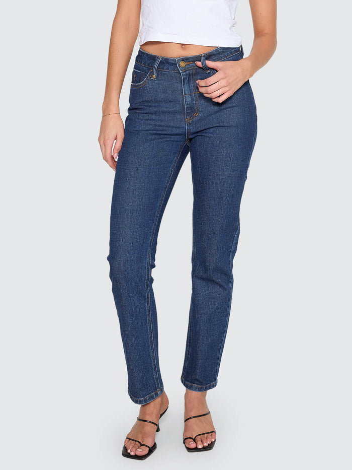 Nicole High Rise Stretch Straight Jean - Rinsed Ink