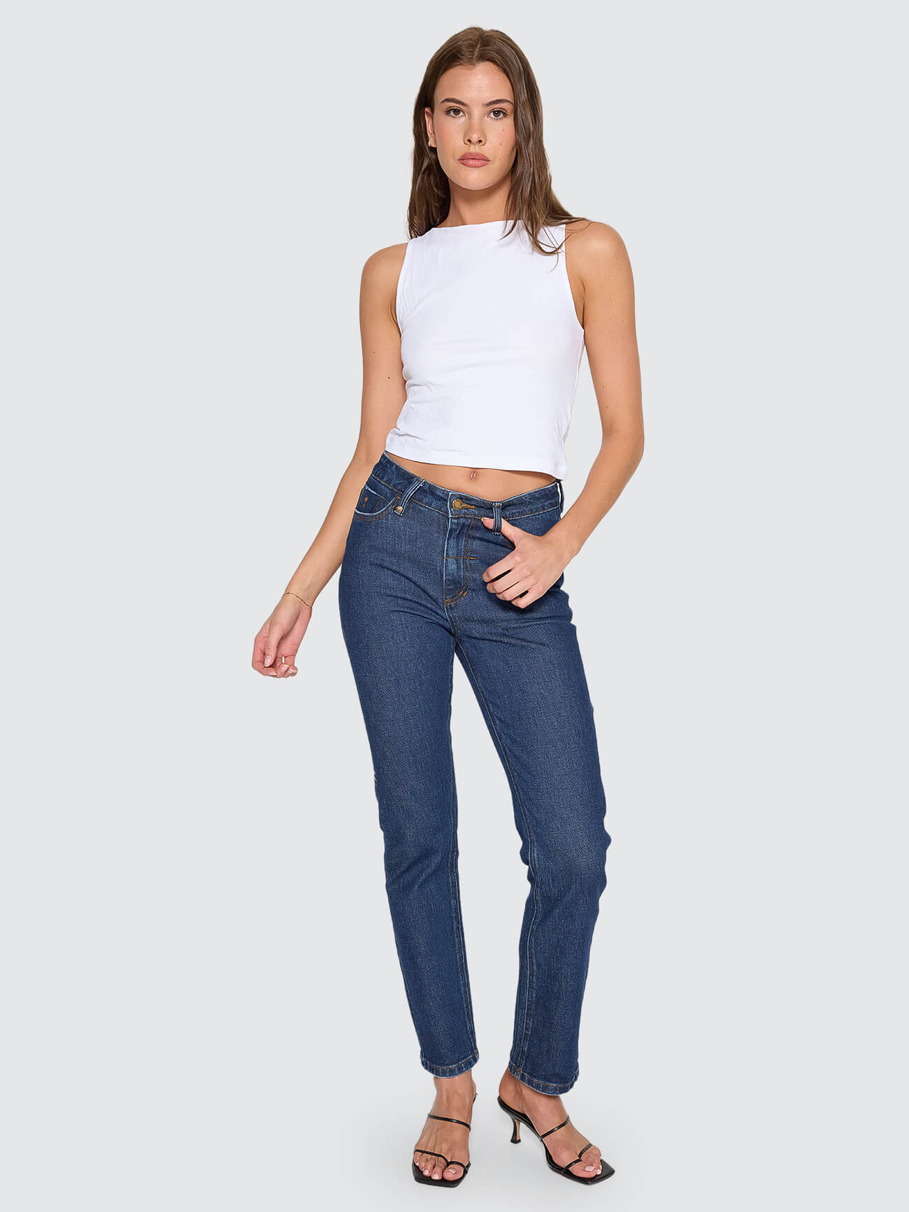 Nicole High Rise Stretch Straight Jean - Rinsed Ink