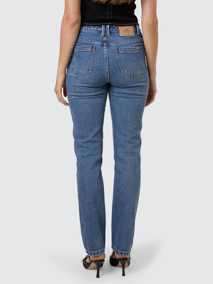 Nicole High Rise Stretch Straight Jean - Stoned Blues