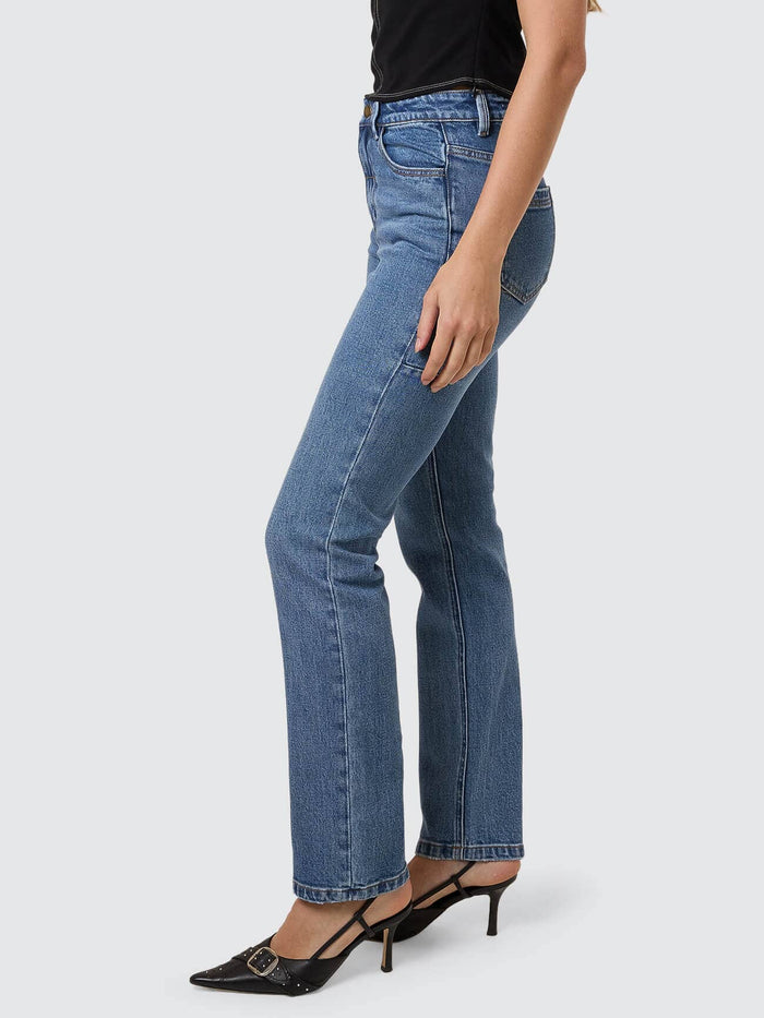 Nicole High Rise Stretch Straight Jean - Stoned Blues