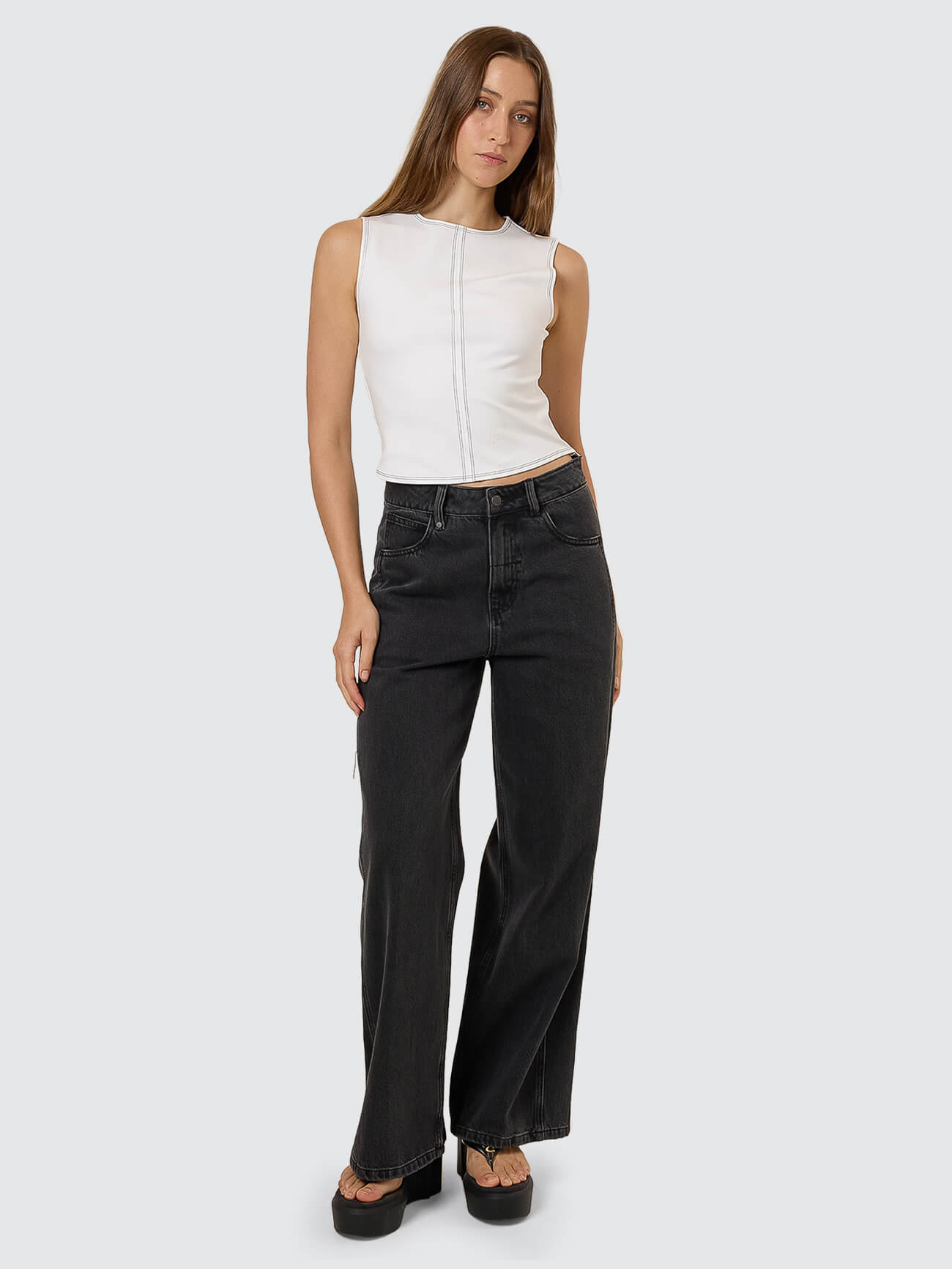 Ashton High Rise Wide Jean Tall fit - Ash Black