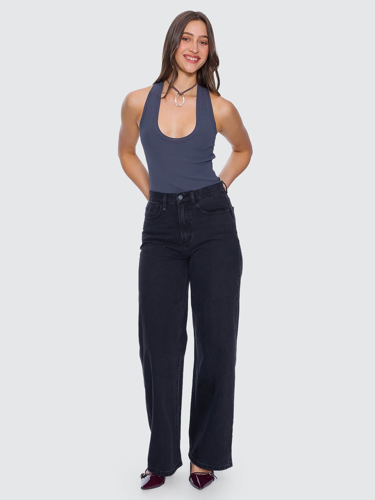 Hunter High Rise Wide Jean - Aged Black 4