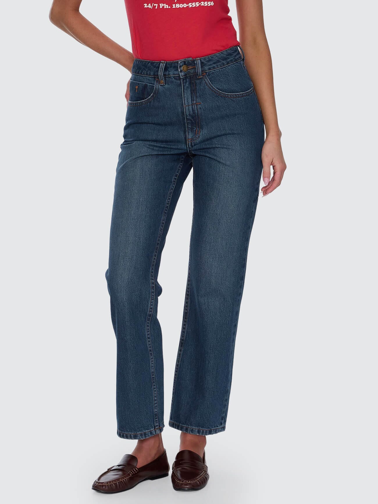 Stevie High Rise Straight Jean - Teal Blue 4