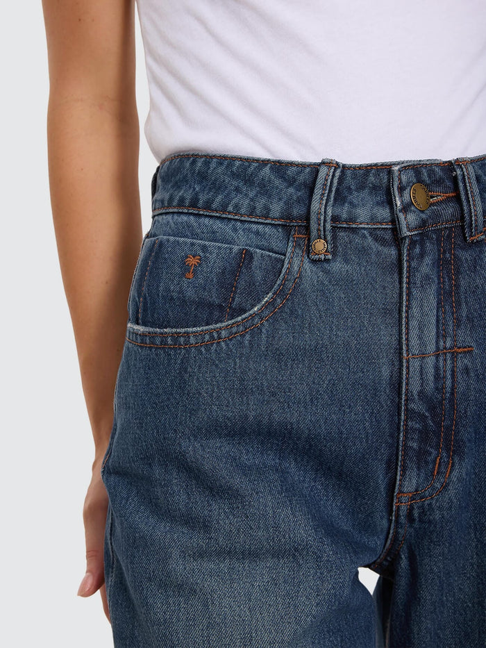 Stevie High Rise Straight Jean - Teal Blue 4