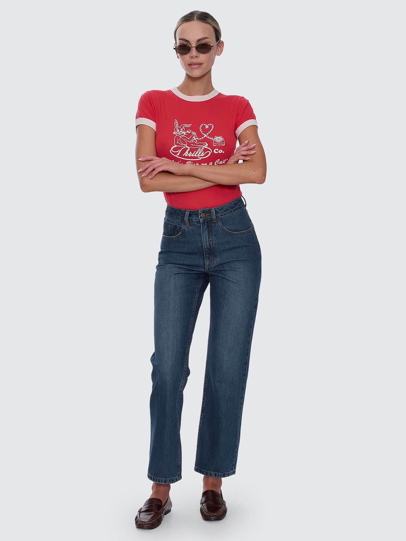 Stevie High Rise Straight Jean - Teal Blue 4