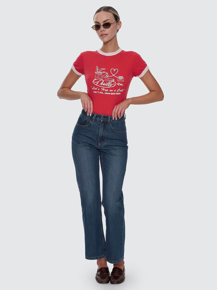 Stevie High Rise Straight Jean - Teal Blue 4