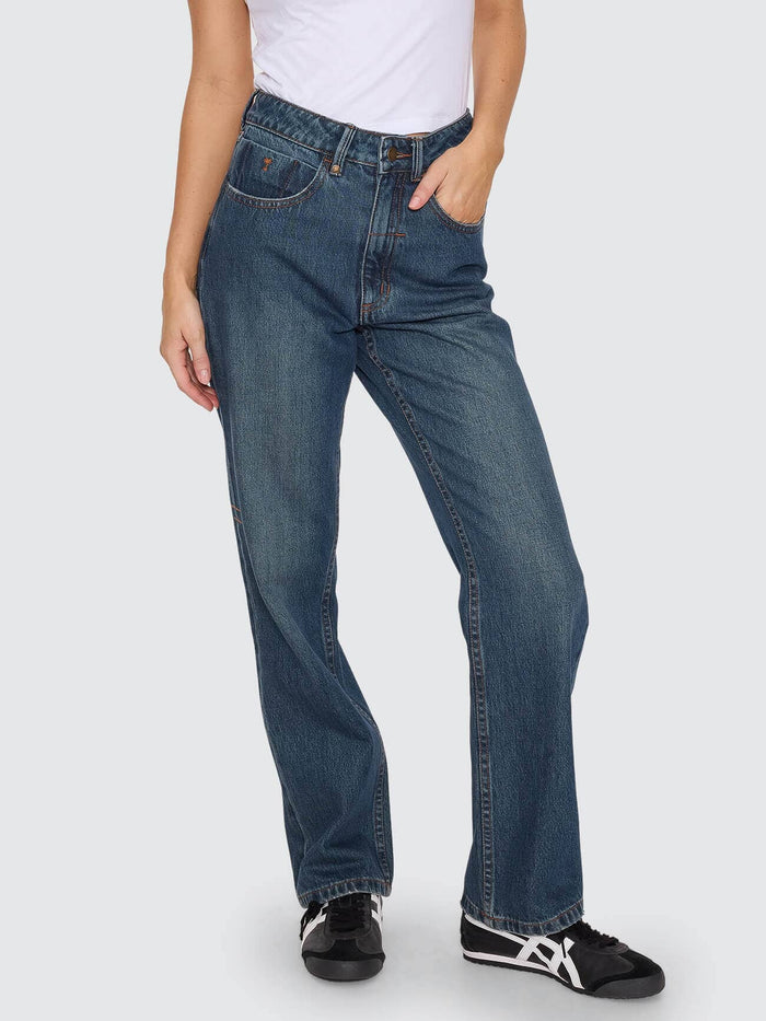 Stevie High Rise Straight Jean - Teal Blue 4