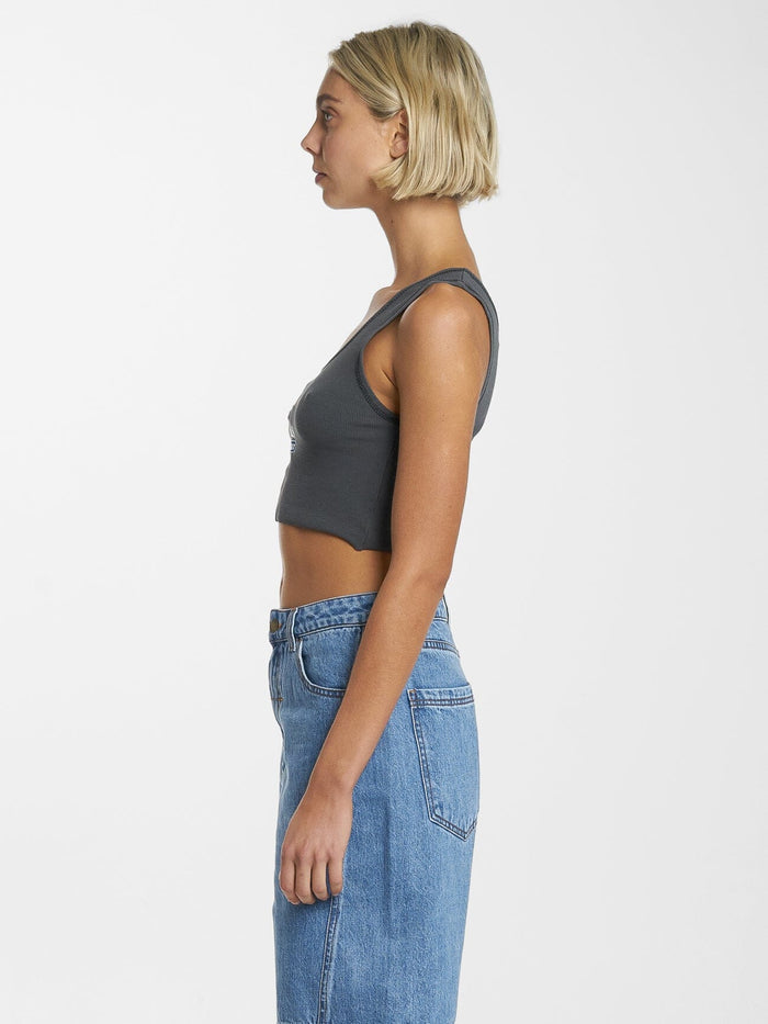 Landed Crop Rib Singlet - Merch Black