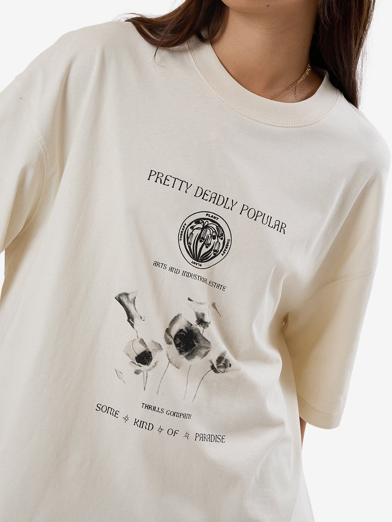 Deadly Posy Oversized Tee - Heritage White 4