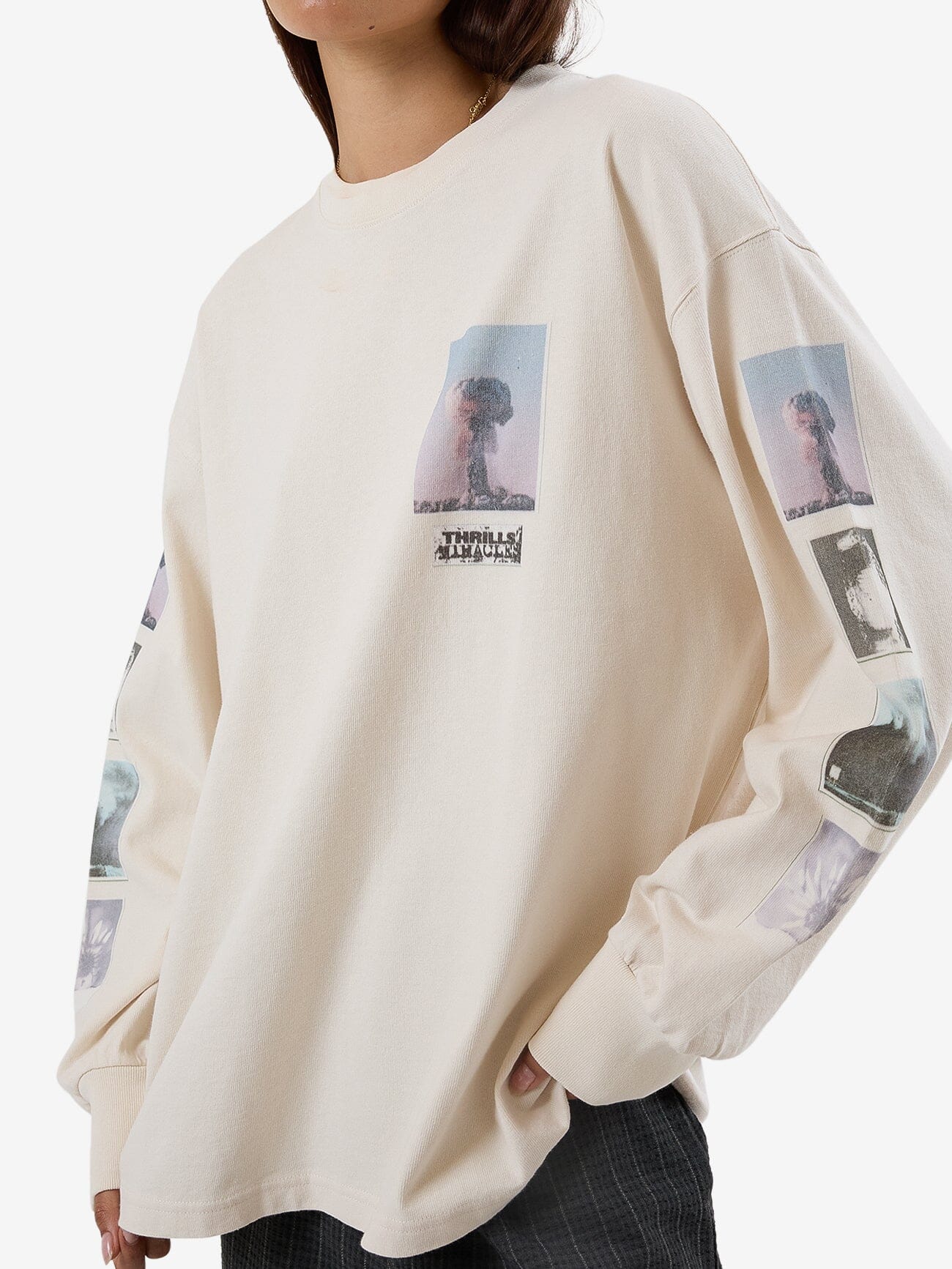 One Way Or Another Long Sleeve Oversized Tee - Heritage White 4