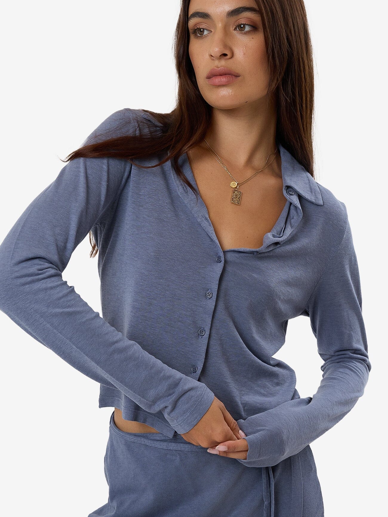 Hemp Collared Long Sleeve - Folkstone Grey 4