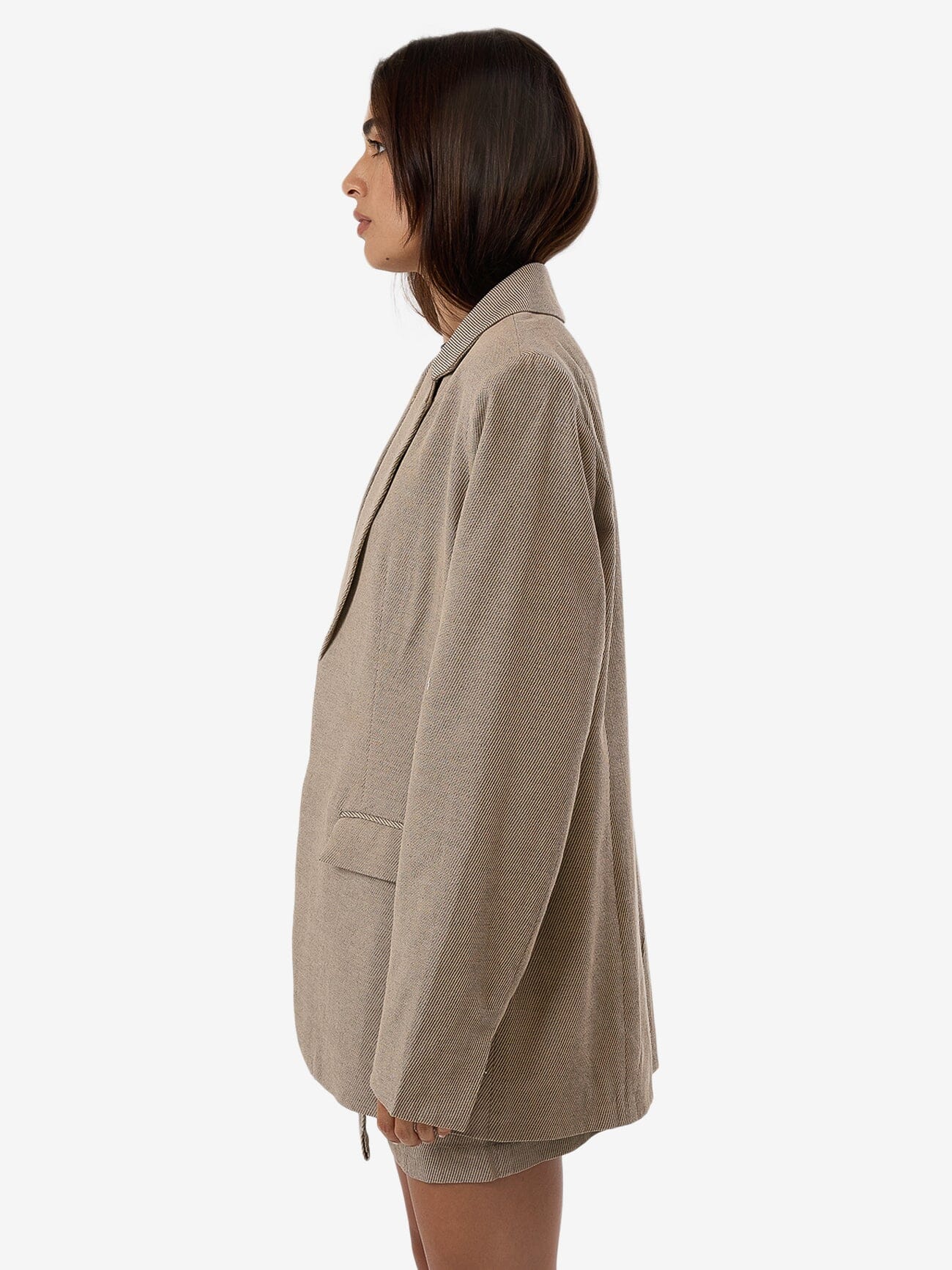 Allegra Twill Suiting Blazer - Tan Black 4