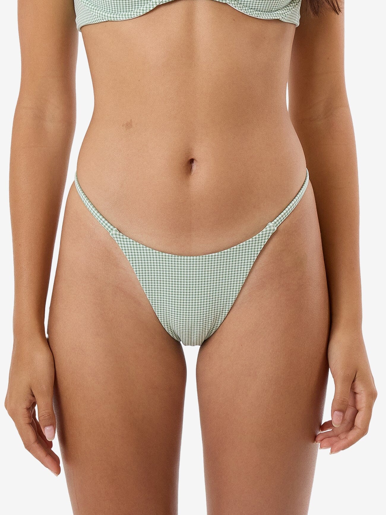 Lou Gingham Micro Bikini Bottom - Elm Green 4