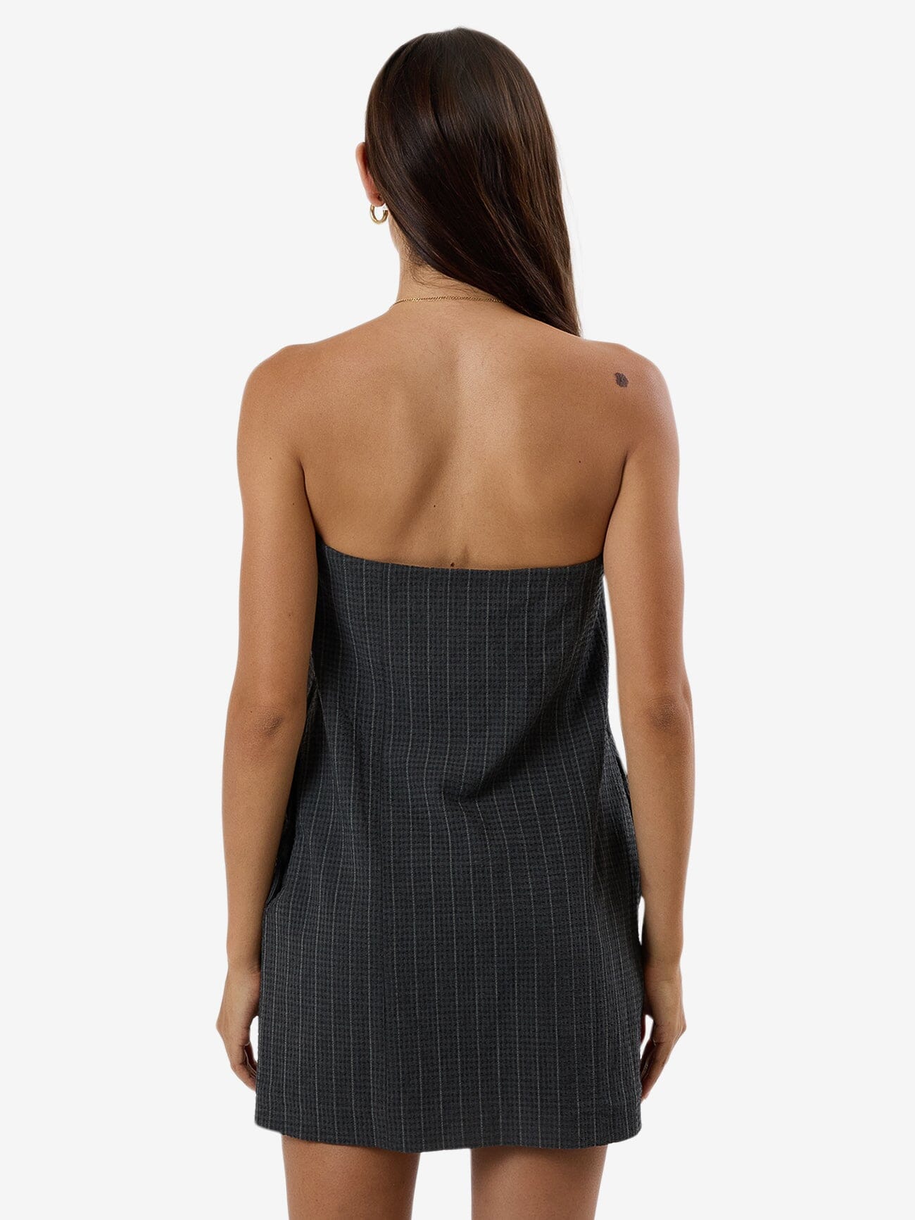 Colby Strapless Dress - Charcoal Pinstripe 4