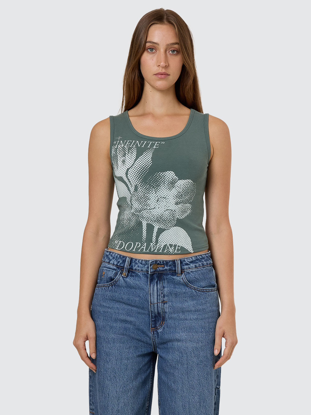 【HI FI FNK】Slow Dive Printed Top Infinite Dopamine Y2K Tank - Sea Pine | Thrills Co.