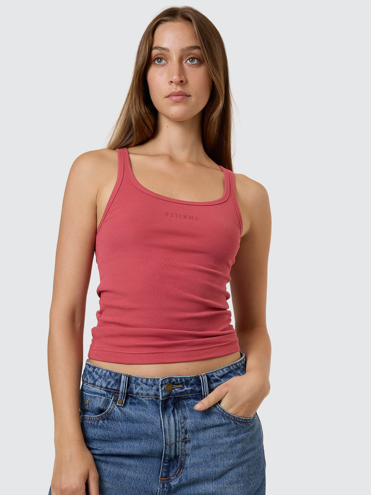 Minimal Thrills Scoop Tank - Redwood