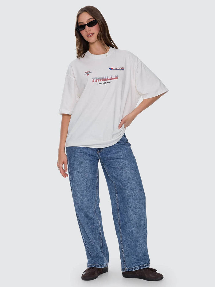 Anarchy In Paradise Oversized Tee - Dirty White