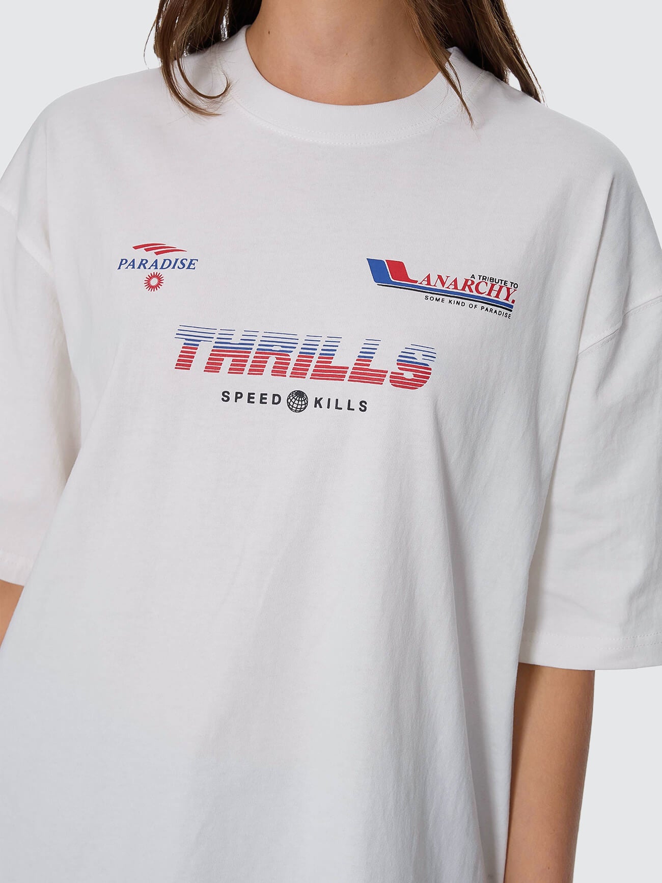 Anarchy In Paradise Oversized Tee - Dirty White