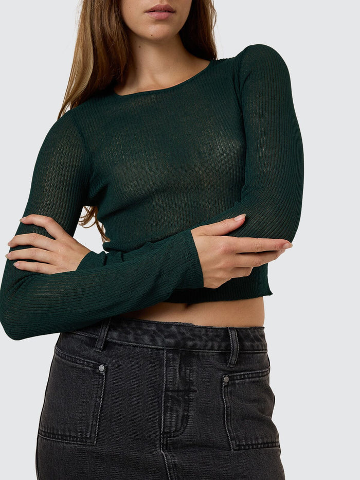 Dissolve My Mind Long Sleeve Knit Top - Vista Green