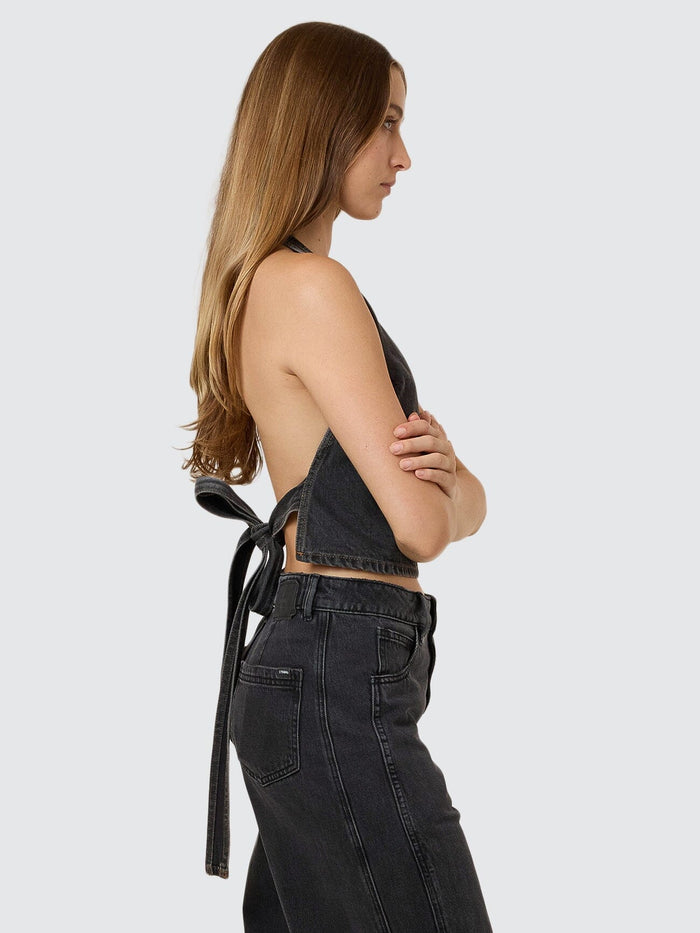 Night Shift Denim Top - Ash Black