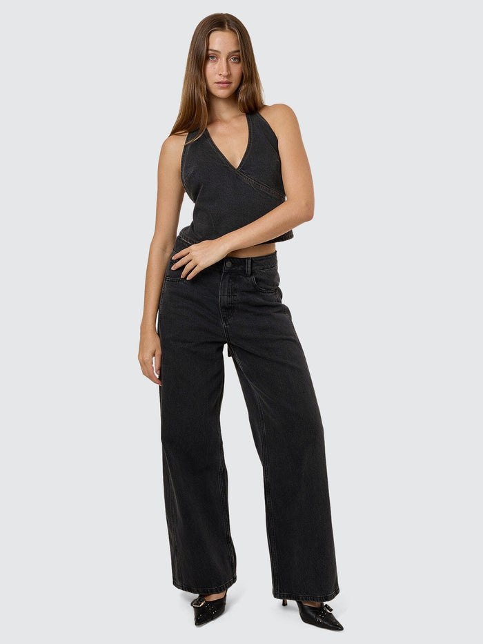 Night Shift Denim Top - Ash Black